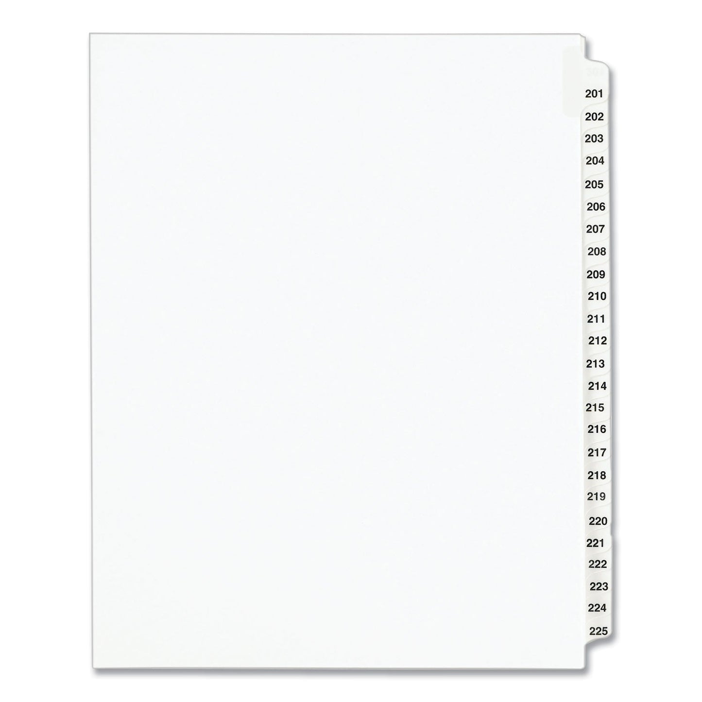 Avery Preprinted Legal Exhibit Side Tab Index Dividers, Avery Style, 25-Tab, 201 to 225, 11 x 8.5, White, 1 Set, (1338)