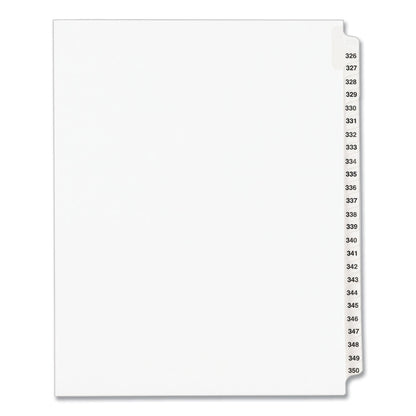 Avery Preprinted Legal Exhibit Side Tab Index Dividers, Avery Style, 25-Tab, 326 to 350, 11 x 8.5, White, 1 Set, (1343)