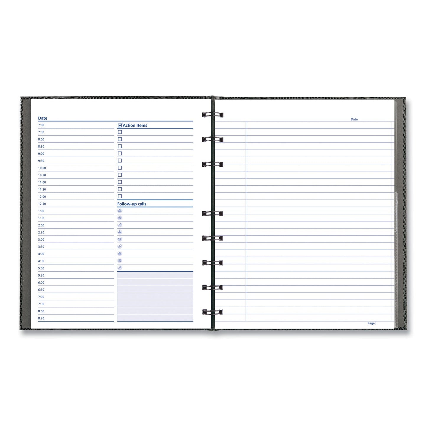 Blueline NotePro Undated Daily Planner, 9.25 x 7.25, Black Cover, Undated