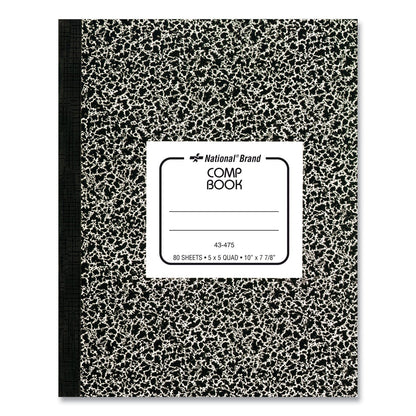 National Composition Book, Quadrille Rule, Black Marble Cover, 10 x 7.88, 80 Sheets