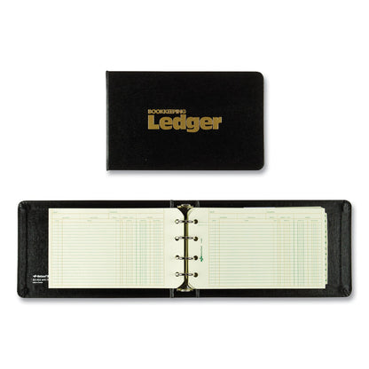 National Four-Ring Ledger Binder Kit with A-Z Index, Black Cover, 8.5 x 5 Debit-Credit-Balance Sheets, 100 Sheets/Book