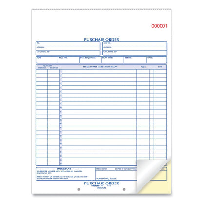 Rediform Purchase Order Book, Two-Part Carbonless, 8.5 x 11, 1/Page, 50 Forms