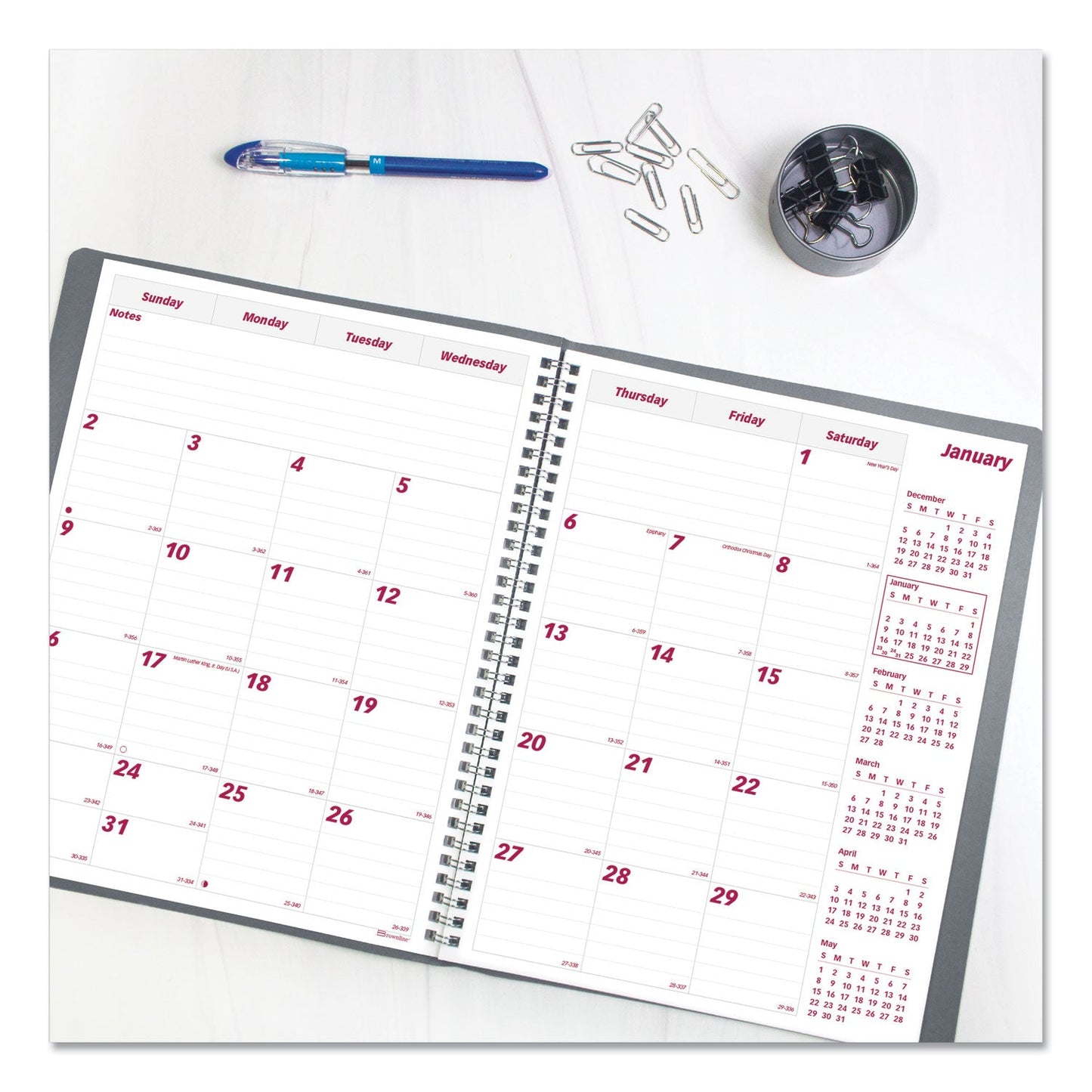 Brownline Mountains 14-Month Planner, Mountains Photography, 11 x 8.5, Blue/Green Cover, 14-Month (Dec to Jan): 2022 to 2024