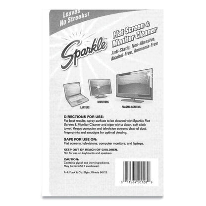 Sparkle Flat Screen and Monitor Cleaner, Pleasant Scent, 8 oz Bottle, 2/Pack, 6/Carton