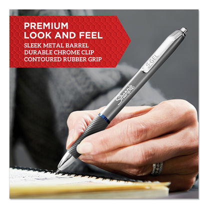 Sharpie S-Gel Premium Metal Barrel Gel Pen, Retractable, Medium 0.7 mm, Blue Ink, Gun Metal Gray Barrel, Dozen