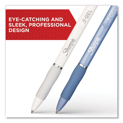 Sharpie S-Gel Fashion Barrel Gel Pen, Retractable, Medium 0.7 mm, Black Ink, Pearl White Barrel, Dozen