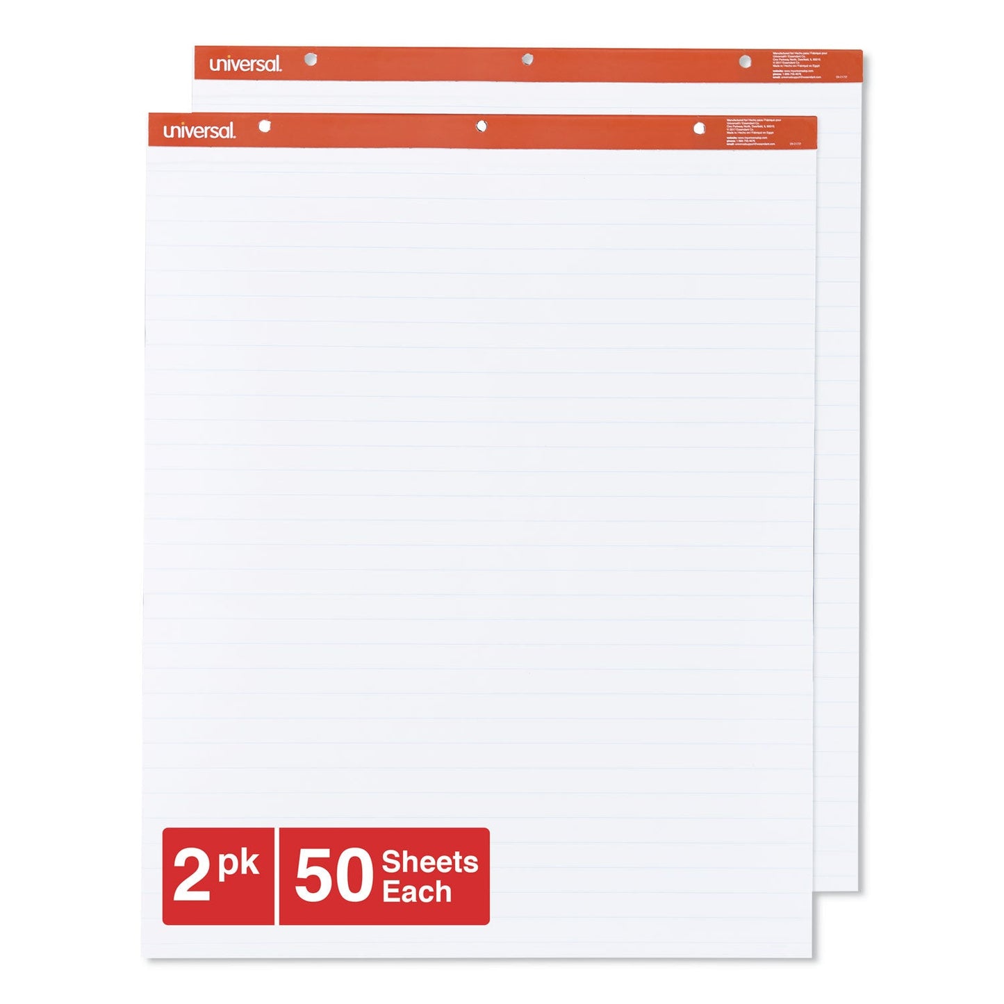 Universal Easel Pads/Flip Charts, Presentation Format (1" Rule), 27 x 34, White, 50 Sheets, 2/Carton