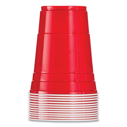 Dart Solo Plastic Party Cold Cups, 16 oz, Red, 50/Bag, 20 Bags/Carton