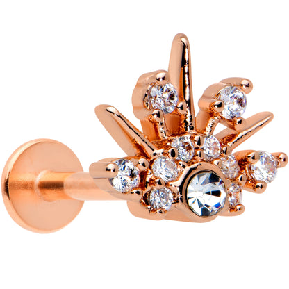16G 5/16 Clear CZ Gem Rose Gold Tone Abstract Crown Labret Tragus