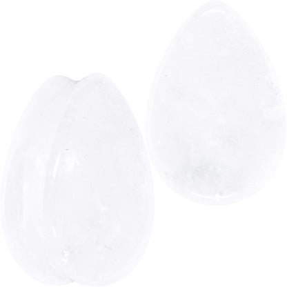 White Cloudy Quartz Drop Saddle Plug Set