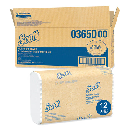 Scott Multi-Fold Towels, Absorbency Pockets, 9.2 x 9.4, White, 250 Sheets/Pack