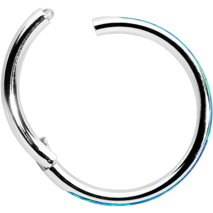 16G 3/8 Blue Synthetic Opal Forward Facing Hinged Segment Ring
