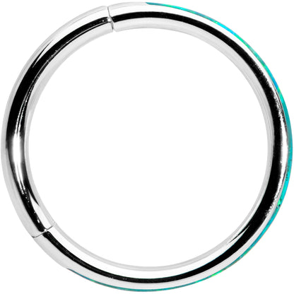 16G 3/8 Green Synthetic Opal Forward Facing Hinged Segment Ring