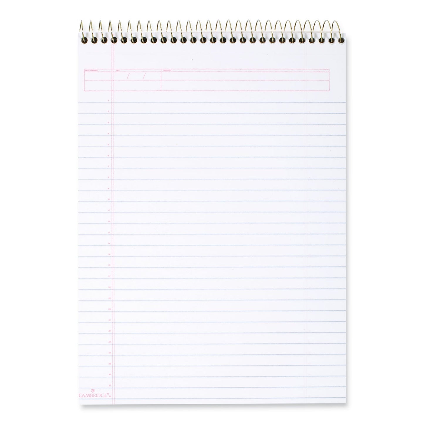 Cambridge Stiff-Back Wire Bound Pad, Wide/Legal Rule, Numbered (1-28 Front, 29-56 Back), Black/Blue Cover, 70 White 8.5 x 11.5 Sheets