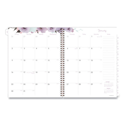 Cambridge Mina Weekly/Monthly Planner, Main Floral Artwork, 11 x 8.5, White/Violet/Peach Cover, 12-Month (Jan to Dec): 2023