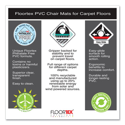 Floortex Cleartex Advantagemat Phthalate Free PVC Chair Mat for Low Pile Carpet, 53 x 45, Clear