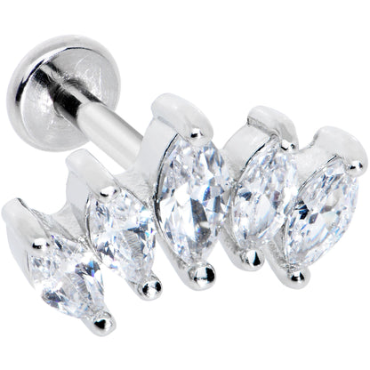 16G 1/4 Clear CZ Gem Fan Internally Threaded Labret Monroe Tragus