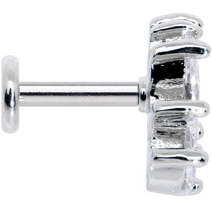 16G 1/4 Clear CZ Gem Fan Internally Threaded Labret Monroe Tragus