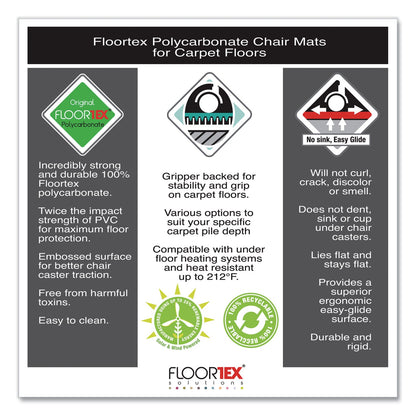 Floortex Cleartex Ultimat XXL Polycarbonate Chair Mat for Hard Floors, 60 x 60, Clear