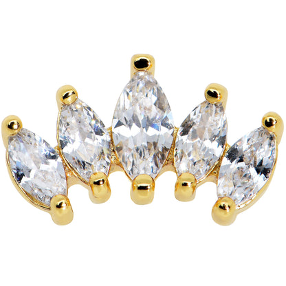 16G 5/16 Clear CZ Gem Gold Tone Crown Labret Monroe Tragus