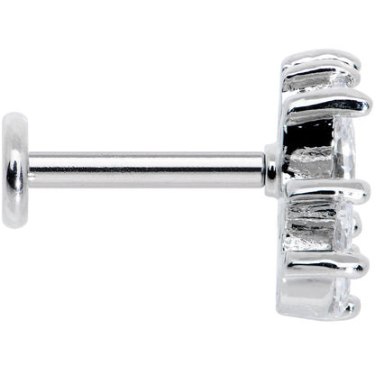 16G 5/16 Clear CZ Gem Fan Internally Thread Labret Monroe Tragus