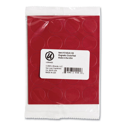 U Brands Heavy-Duty Board Magnets, Circles, Red, 0.75" Diameter, 20/Pack