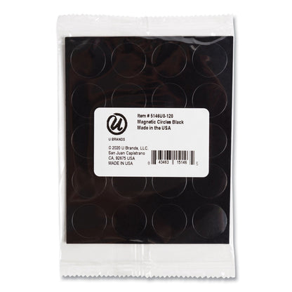 U Brands Heavy-Duty Board Magnets, Circles, Black, 0.75" Diameter, 20/Pack