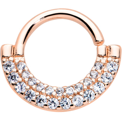 16G 5/16 Clear CZ Gem Rose Gold Tone Double Drama Closure Ring