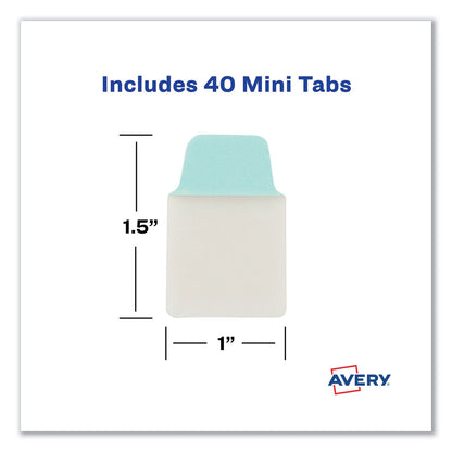 Avery Ultra Tabs Repositionable Tabs, Mini Tabs: 1" x 1.5", 1/5-Cut, Assorted Pastel Colors, 40/Pack