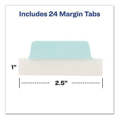 Avery Ultra Tabs Repositionable Tabs, Margin Tabs: 2.5" x 1", 1/5-Cut, Assorted Pastel Colors, 24/Pack