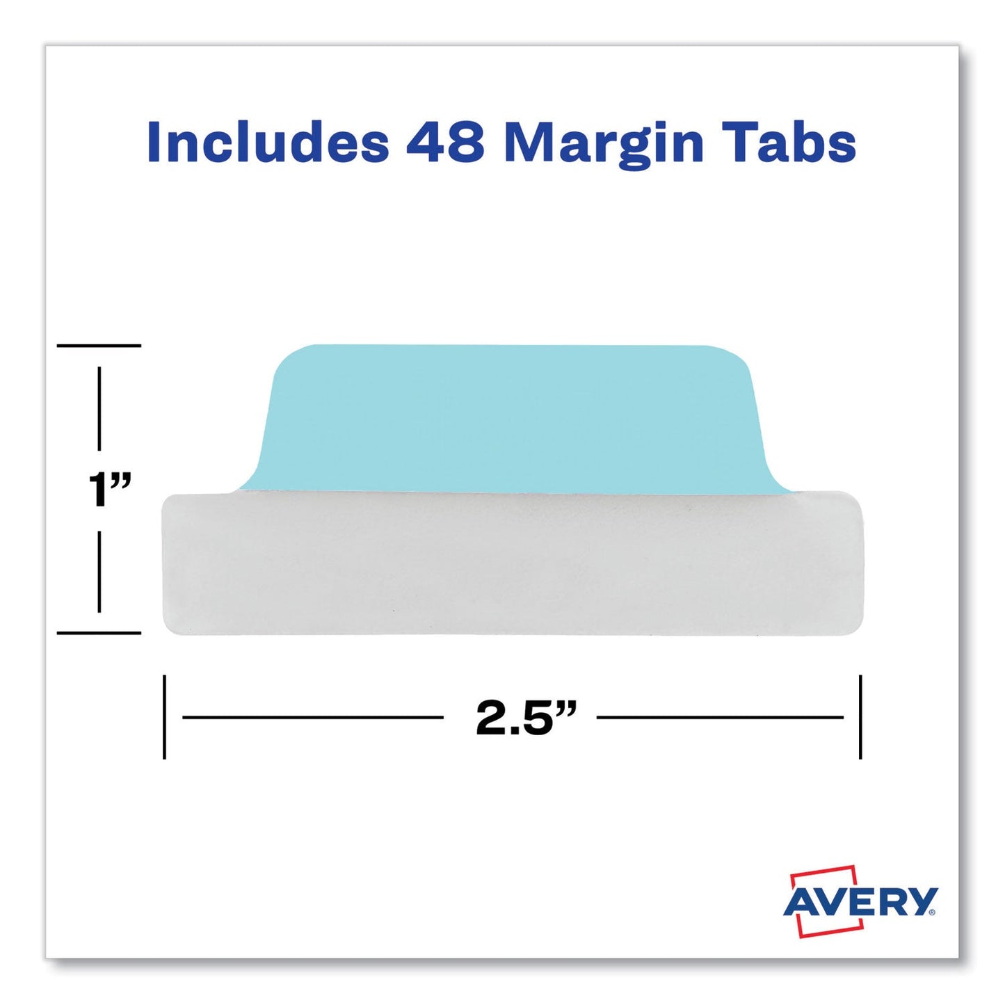 Avery Ultra Tabs Repositionable Tabs, Margin Tabs: 2.5" x 1", 1/5-Cut, Assorted Pastel Colors, 48/Pack