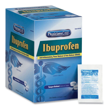 PhysiciansCare Ibuprofen Pain Reliever, Two-Pack, 125 Packs/Box