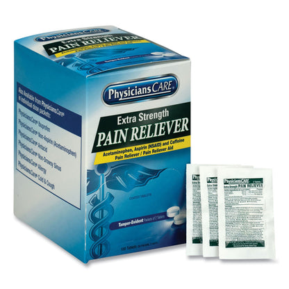 PhysiciansCare Extra-Strength Pain Reliever, Two-Pack, 50 Packs/Box