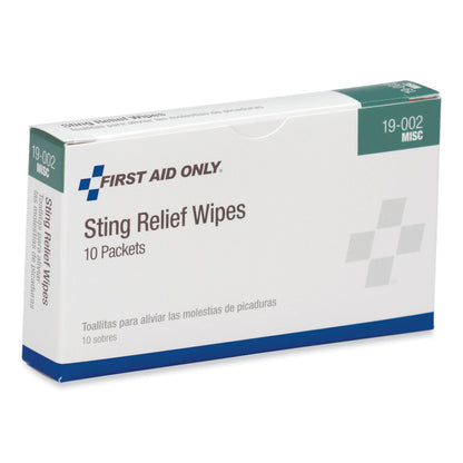 PhysiciansCare First Aid Sting Relief Pads, 10/Box