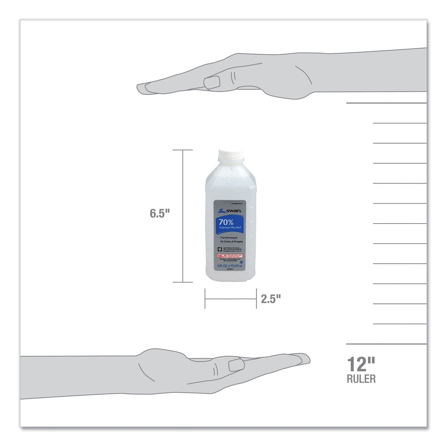PhysiciansCare First Aid Kit Rubbing Alcohol, Isopropyl Alcohol, 16 oz Bottle