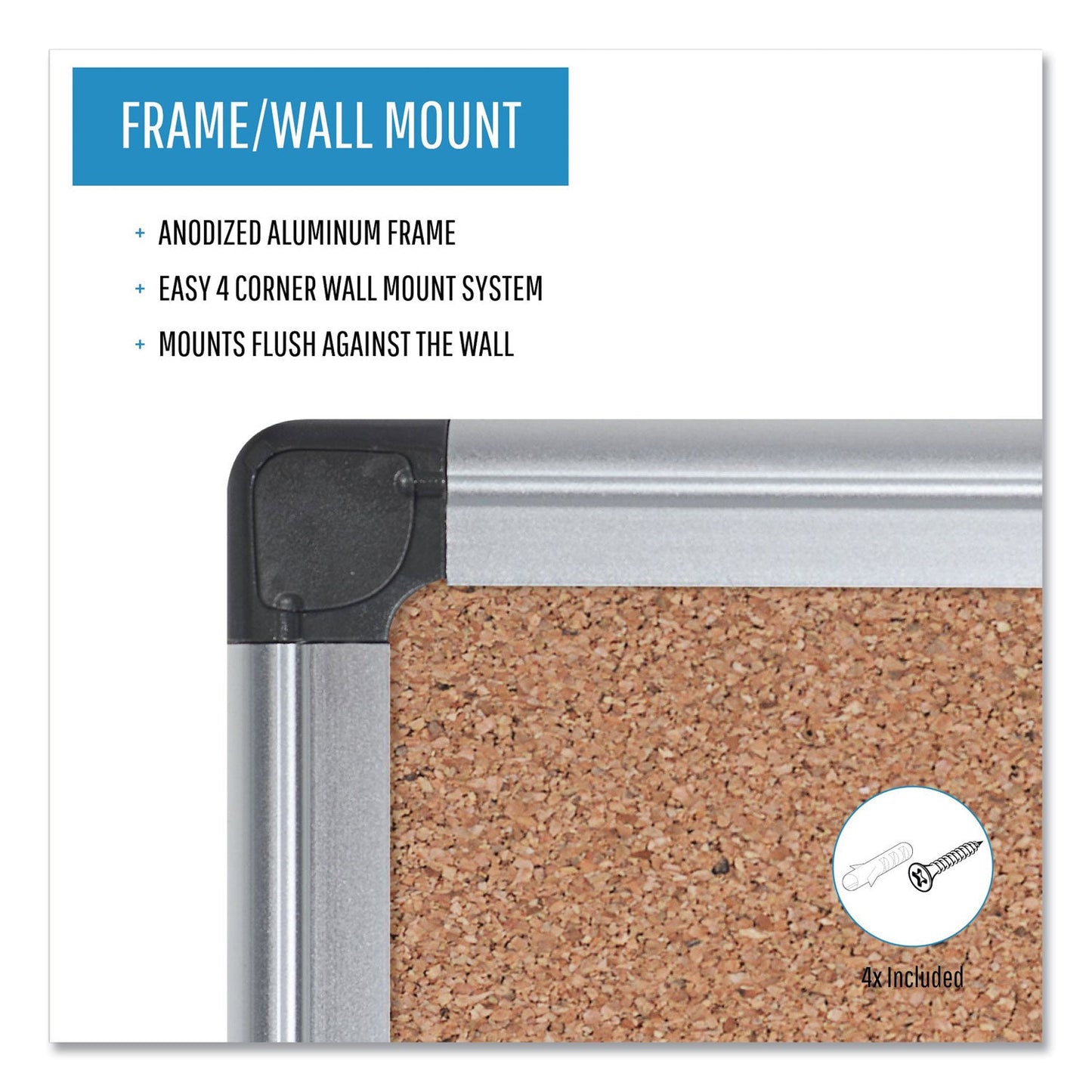 MasterVision Value Cork Bulletin Board with Aluminum Frame, 48 x 71, Natural