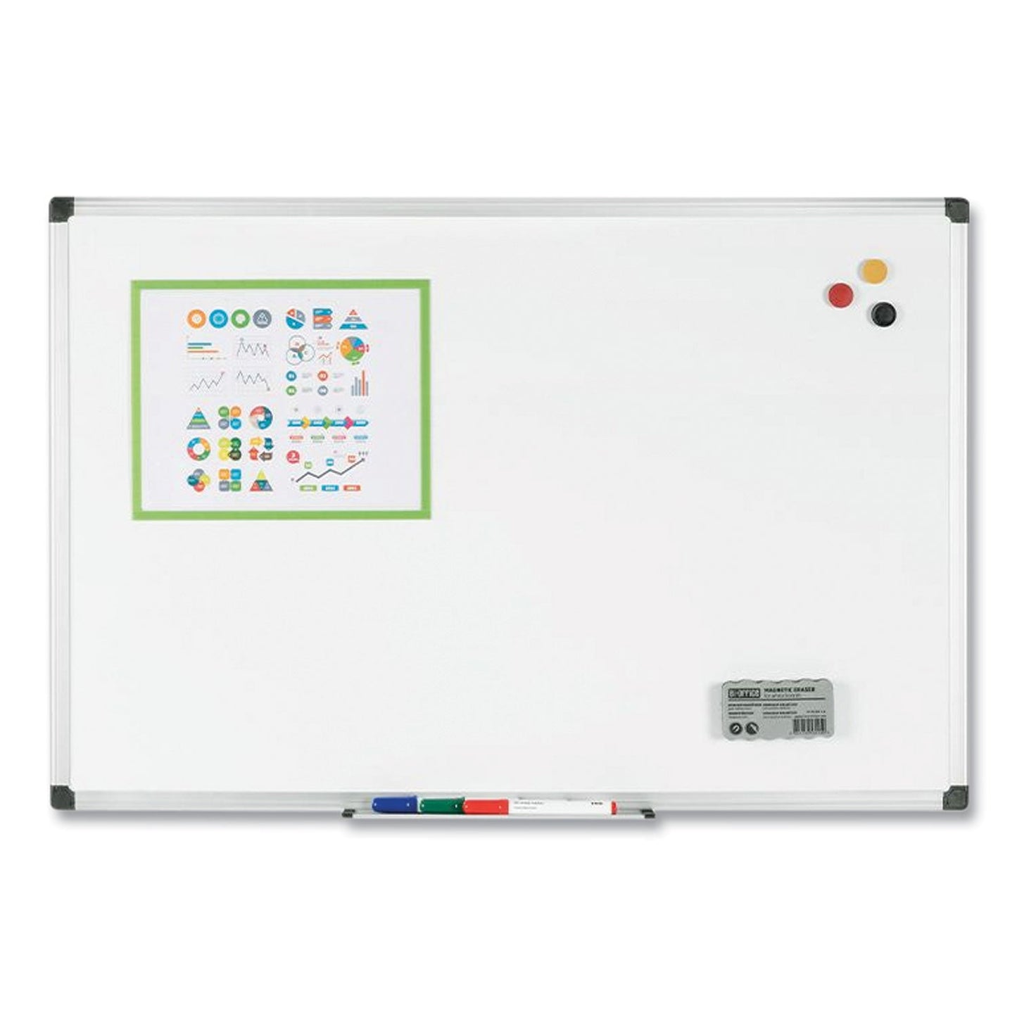 MasterVision Porcelain Value Dry Erase Board, 48 x 96, White, Aluminum Frame