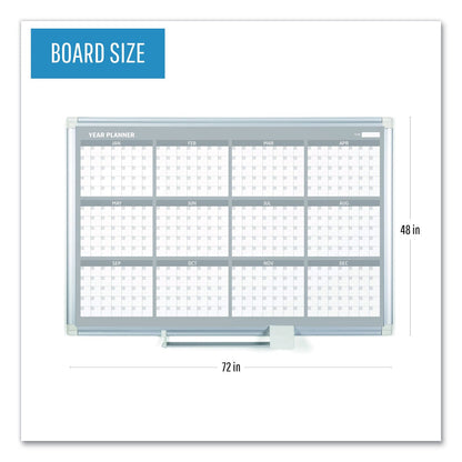 MasterVision 12 Month Year Planner, 36x24, Aluminum Frame