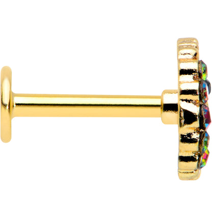16G 5/16 Aurora Black Gem Gold Tone Owl Moon Labret Monroe Tragus
