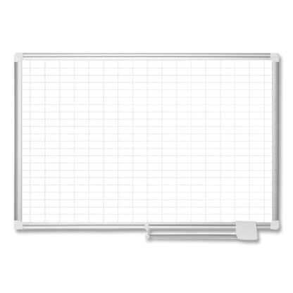 MasterVision Grid Planning Board, 1 x 2 Grid, 72 x 48, White/Silver