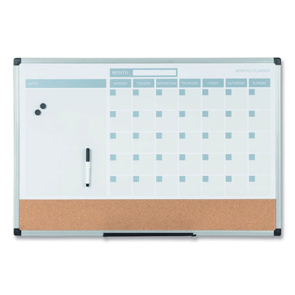 MasterVision 3-in-1 Calendar Planner Dry Erase Board, 36 x 24, Silver Frame