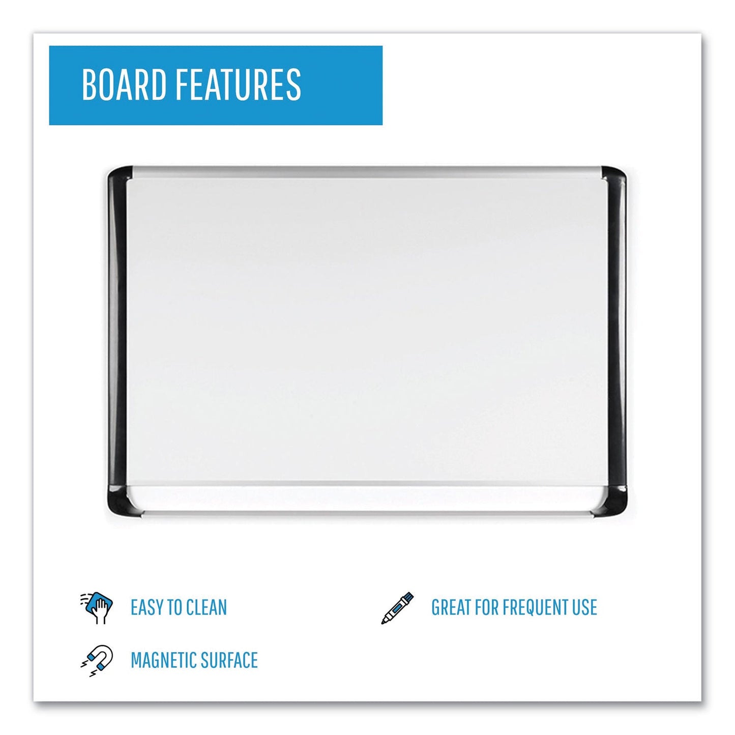 MasterVision Lacquered steel magnetic dry erase board, 48 x 96, Silver/Black