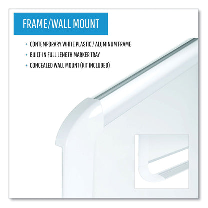 MasterVision Lacquered steel magnetic dry erase board, 48 x 96, Silver/White