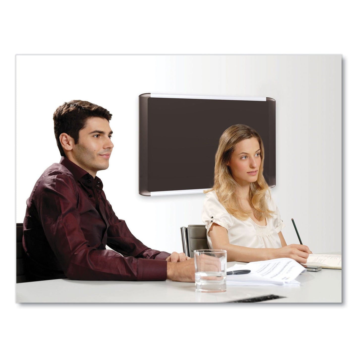 MasterVision Black fabric bulletin board, 96 x 48, Silver/Black