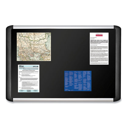 MasterVision Black fabric bulletin board, 96 x 48, Silver/Black