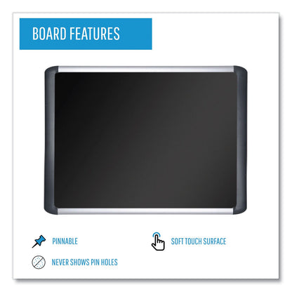 MasterVision Black fabric bulletin board, 48 x 72, Silver/Black