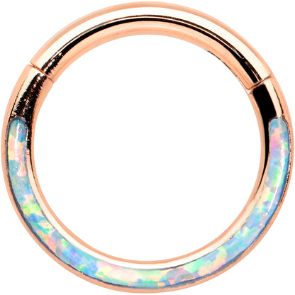 16G 5/16 Synth Opal Rosy Tone Bottom Curve Hinged Segment Ring