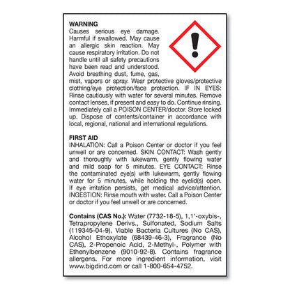 Big D Industries Enzym D Digester Liquid Deodorant, Lemon, 1 gal Bottle, 4/Carton