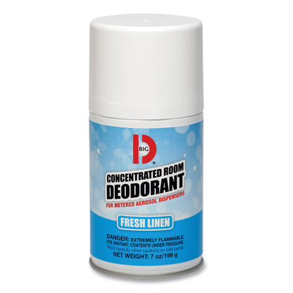 Big D Industries Metered Concentrated Room Deodorant, Fresh Linen Scent, 7 oz Aerosol Spray, 12/Box