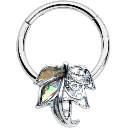 16G 3/8 Openwork Autumn Leaf Hinged Segment Ring
